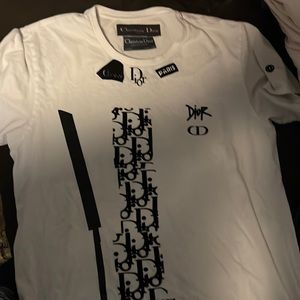 Unisex white tee-shirt with black lettering